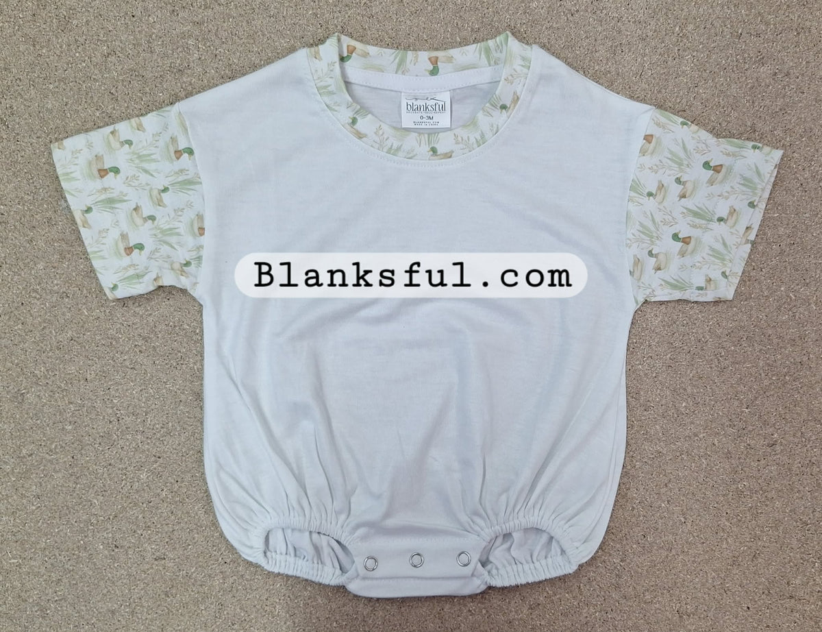 Printed Short Sleeve Baggy Bubble Rompers | Sublimation, Embroidery & DTF Blanks