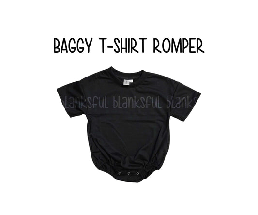 BLACK 100% Polyester Blank Baggy Bubble Bodysuit Romper (NOT FOR SUBLIMATION)