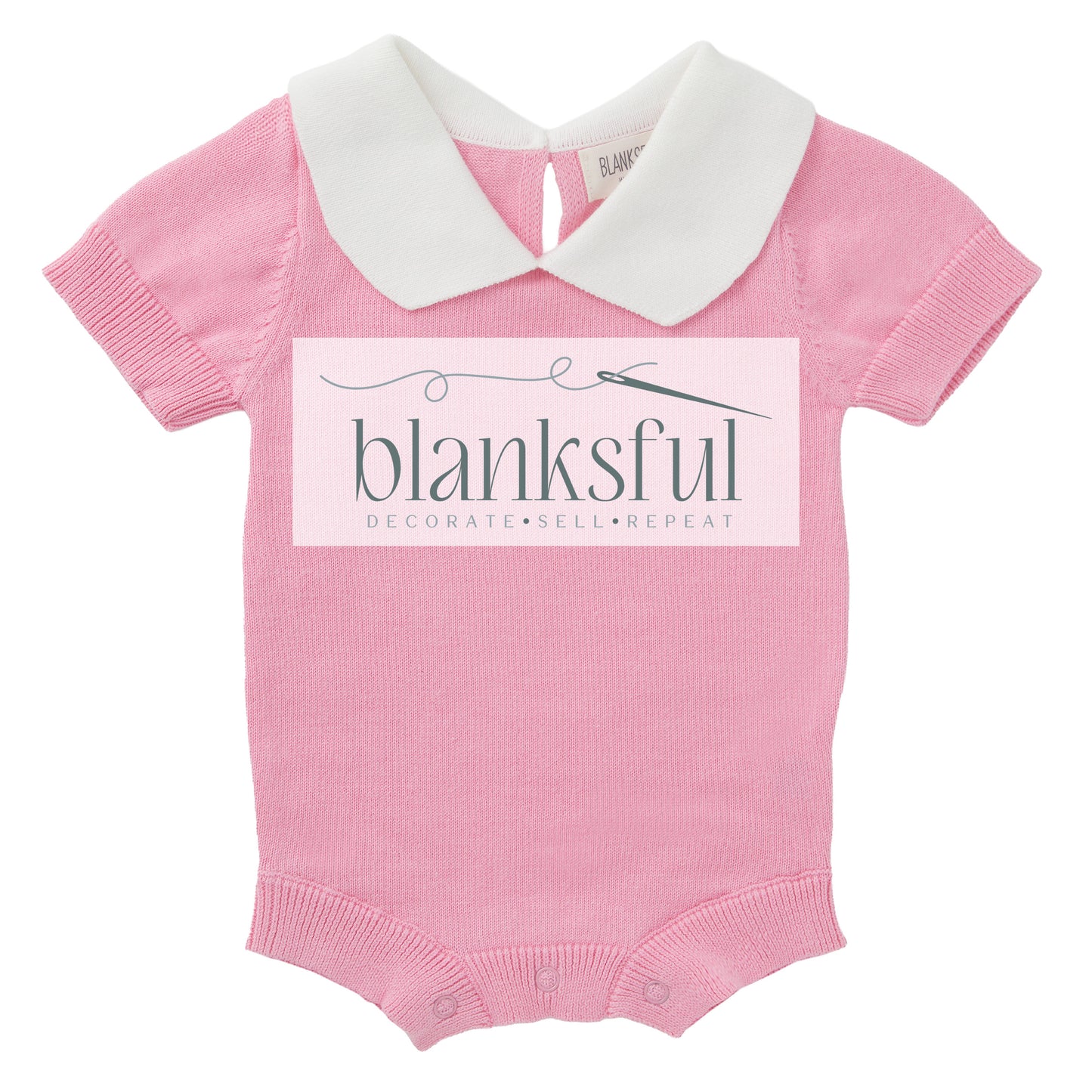 Short Sleeve Knit Romper - Peter Pan Collar - 100% Cotton