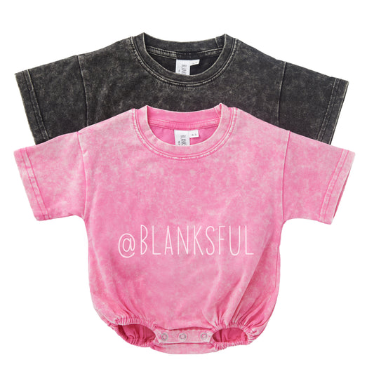 Acid Wash Baggy Bubble Romper - 95% Cotton