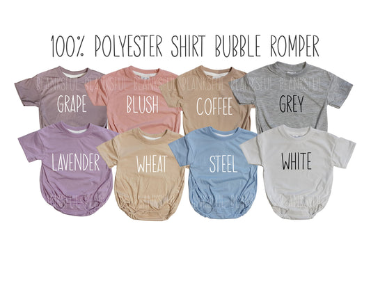 (14 COLORS TODDLER) 100% Polyester Blank Sublimation Baggy Bubble Bodysuit Romper