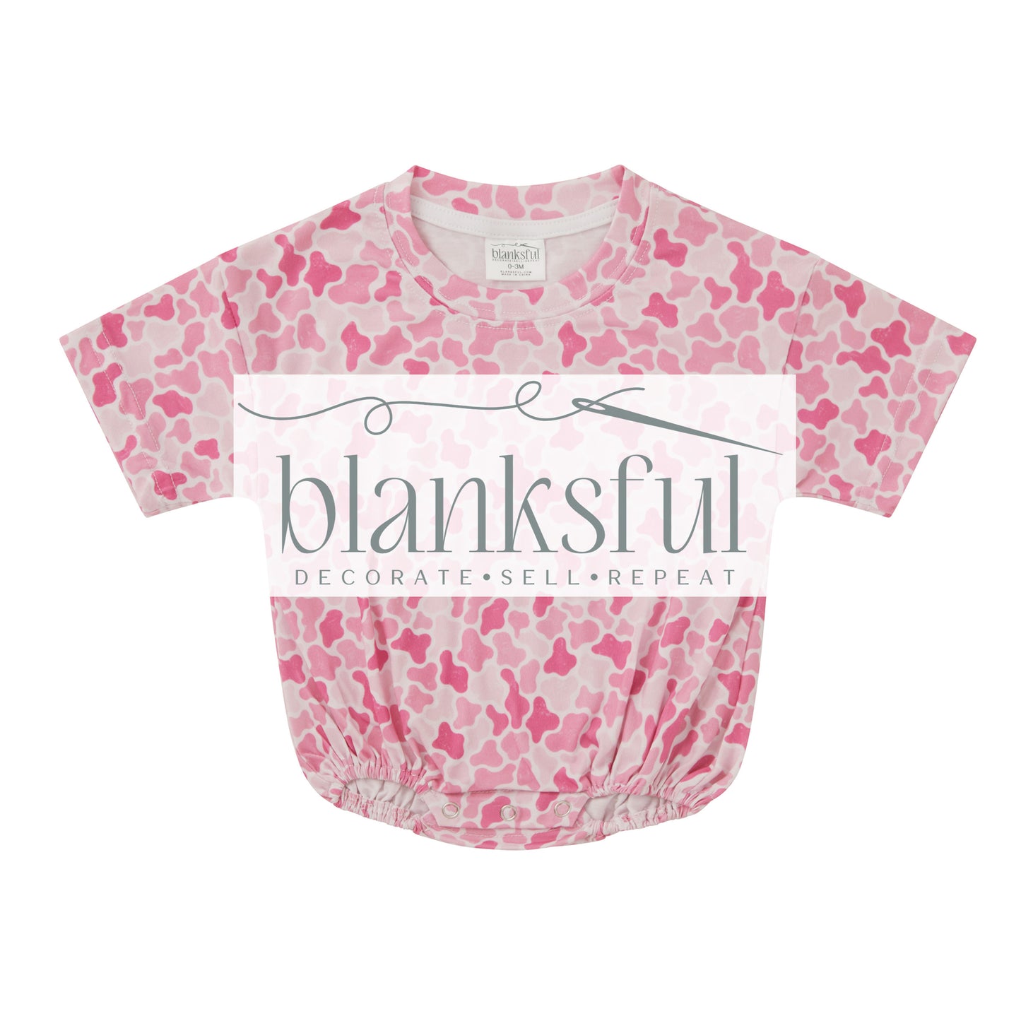 Pink Camo baby bubble romper blank for sublimation embroidery and monogramming