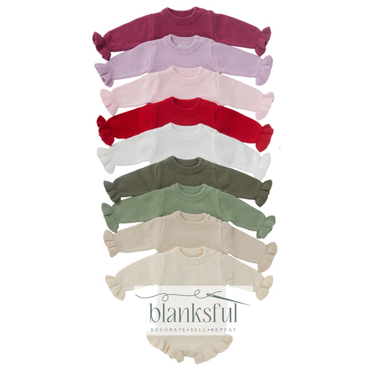 Long Sleeve Ruffle Knit Romper - 100% Cotton