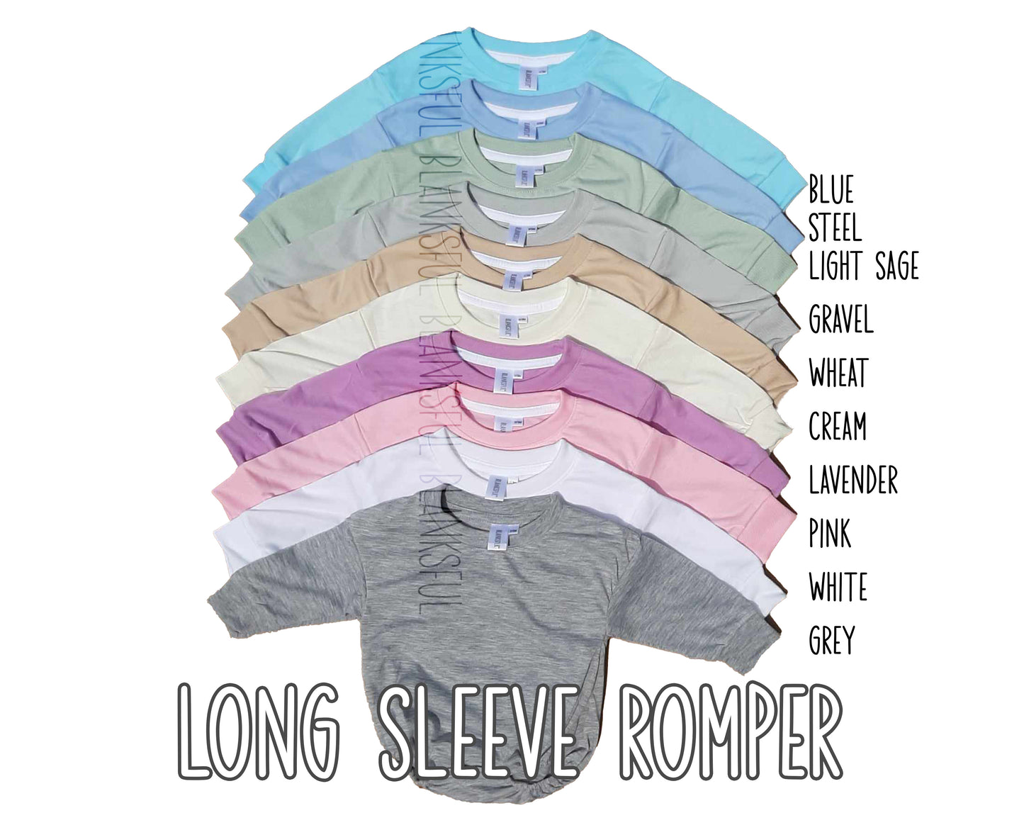 (10 COLORS) LONG SLEEVE ROMPER 100% Polyester Blank Sublimation Baggy Bubble Romper