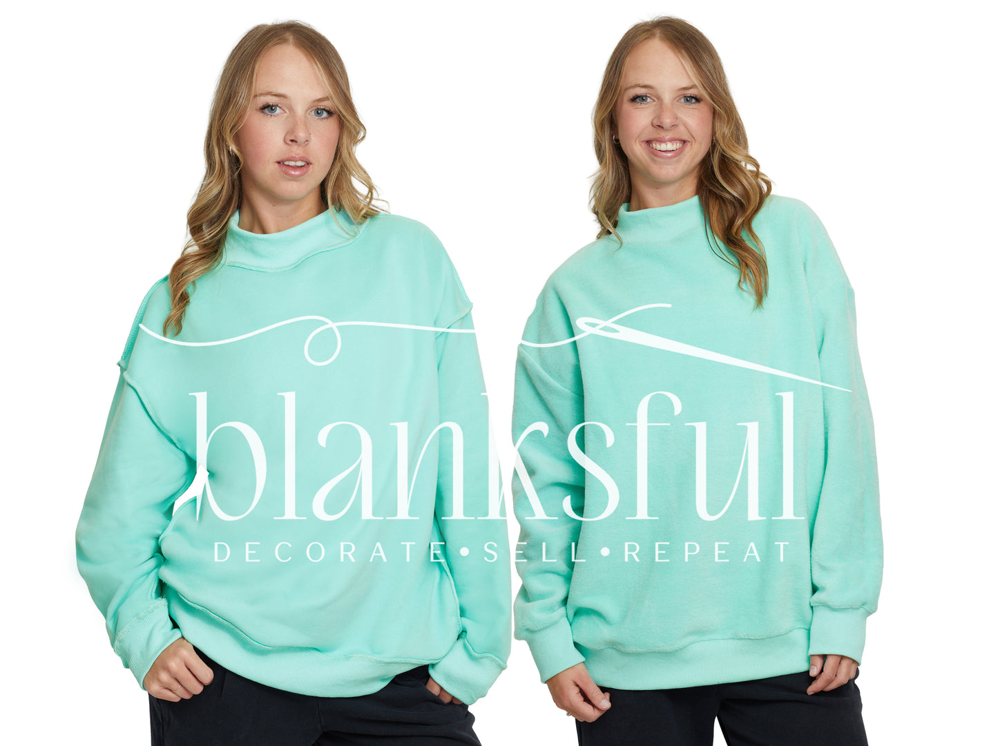 Reversible Mock Neck Sweatshirt - Adult - 60% Cotton - Oversized Fit