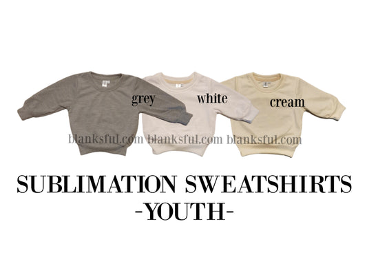 (3 COLORS YOUTH) 100% Polyester Child Blank Sublimation Sweatshirt Pullover