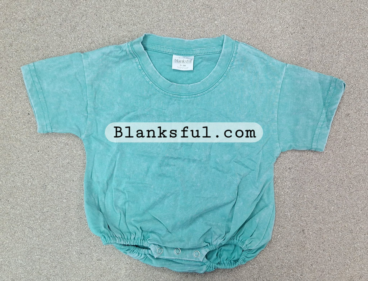 Acid Wash Baggy Bubble Romper β Short Sleeve Decoration Blank