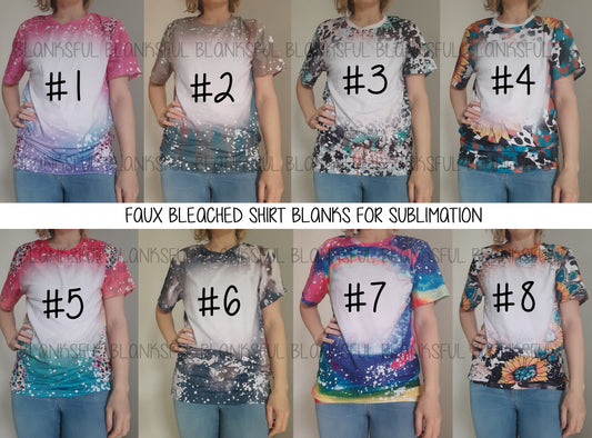 95% Polyester Adult Faux Bleach Unisex Short Sleeve Sublimation Blank