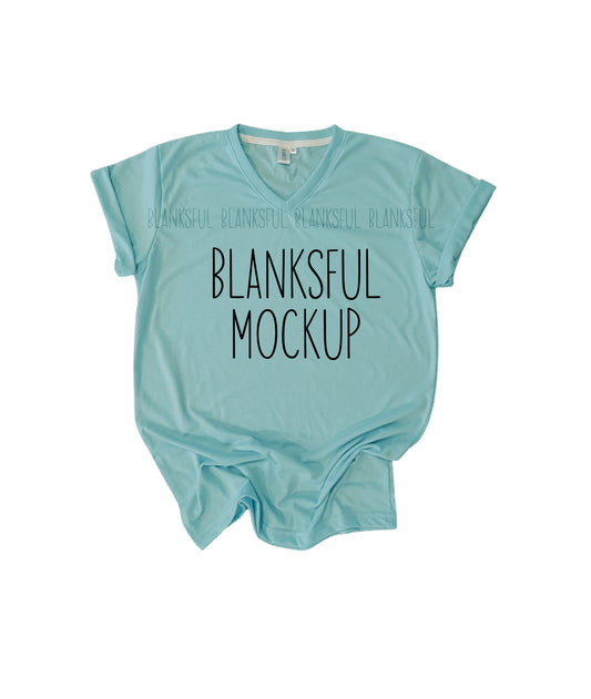 Blanksful Mockup Blue Adult Unisex V-Neck Shirt