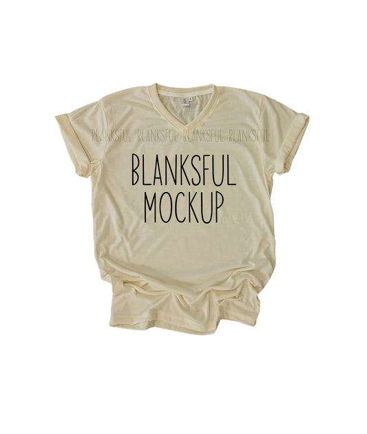 Blanksful Mockup Cream Adult Unisex V-Neck Shirt