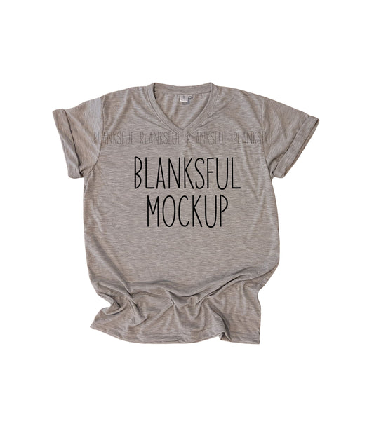 Blanksful Mockup Grey Adult Unisex V-Neck Shirt