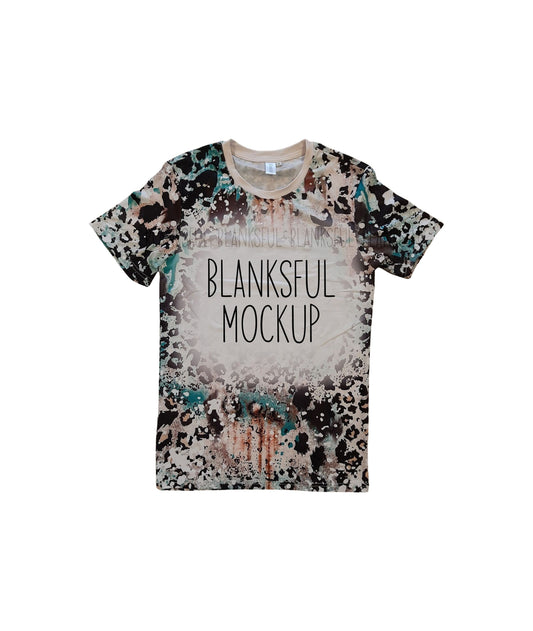 Blanksful Mockup Faux Bleach Shirt Style #3 - Shirt mockup for sublimation - Mock up bleached shirt - Flay Lay Mockup