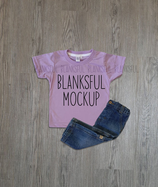 Blanksful Mockup Lavender Child Shirt - Shirt mockup for sublimation - Mock up child shirt - Flay Lay Mockup