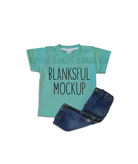 Blanksful Mockup Mint Child Shirt - Shirt mockup for sublimation - Mock up child shirt - Flay Lay Mockup