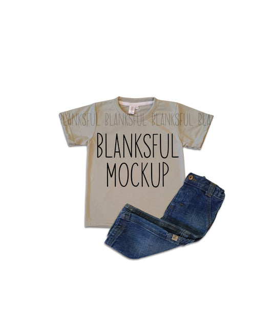 Blanksful Mockup Sage Child Shirt - Shirt mockup for sublimation - Mock up child shirt - Flay Lay Mockup