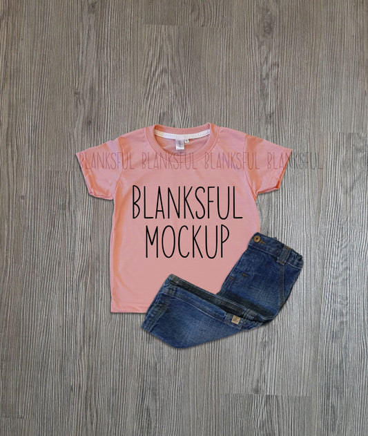 Blanksful Mockup Vintage Pink Child Shirt - Shirt mockup for sublimation - Mock up child shirt - Flay Lay Mockup