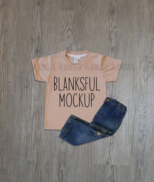 Blanksful Mockup Almond Child Shirt - Shirt mockup for sublimation - Mock up child shirt - Flay Lay Mockup