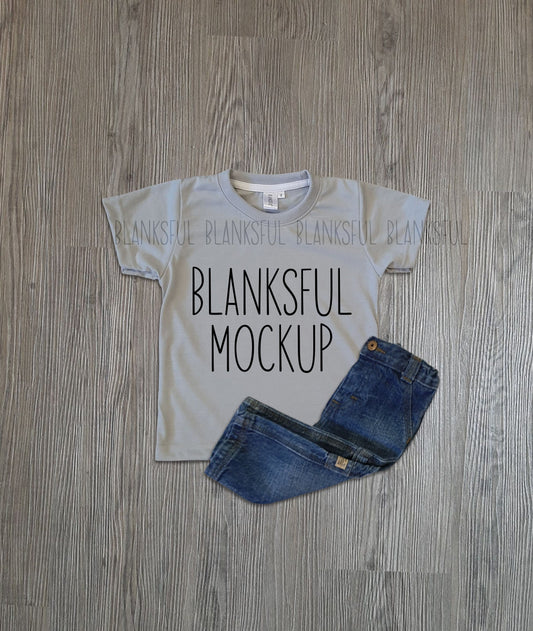 Blanksful Mockup Gravel Child Shirt - Shirt mockup for sublimation - Mock up child shirt - Flay Lay Mockup