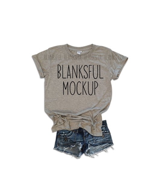 Blanksful Mockup Gray Adult Unisex Shirt - Shirt mockup - Mock up shirt - Flay Lay Mockup - Digital Download - Styled Mockup