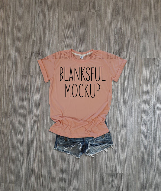 Blanksful Mockup Vintage Pink Adult Unisex Shirt - Shirt mockup - Mock up shirt - Flay Lay Mockup - Digital Download - Styled Mockup