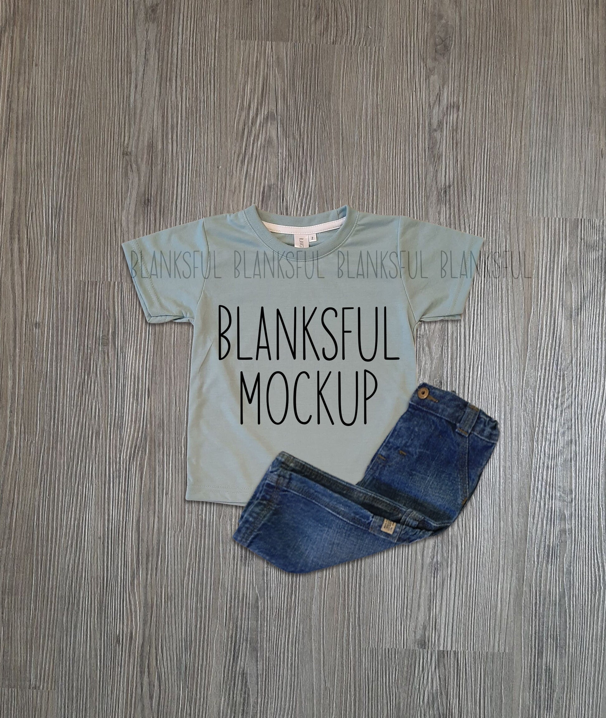 Blanksful Mockup Teal Child Shirt - Shirt mockup for sublimation - Mock up child shirt - Flay Lay Mockup