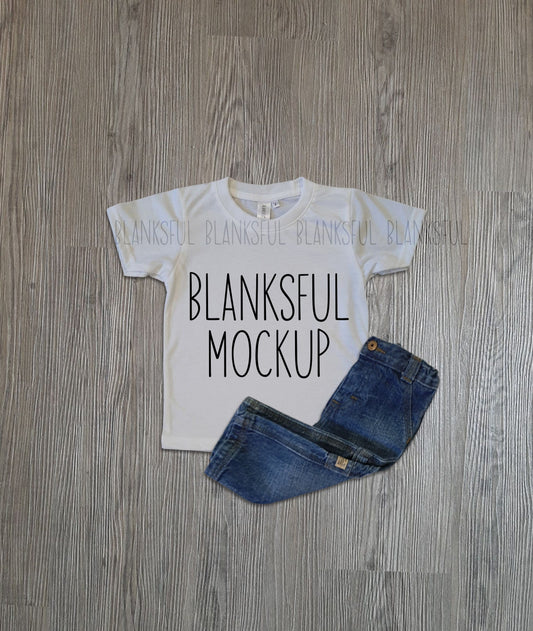 Blanksful Mockup White Child Shirt - Shirt mockup for sublimation - Mock up child shirt - Flay Lay Mockup