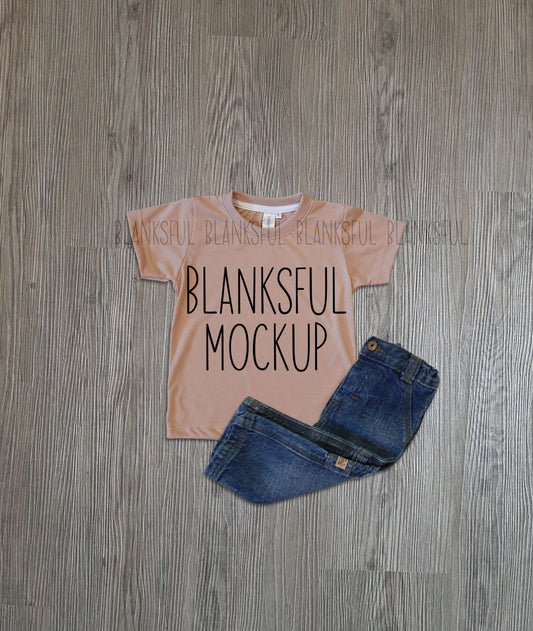 Blanksful Mockup Clay Child Shirt - Shirt mockup for sublimation - Mock up child shirt - Flay Lay Mockup