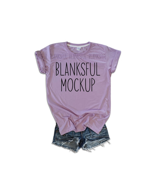 Blanksful Mockup Lavender Adult Unisex Shirt - Shirt mockup - Mock up shirt - Flay Lay Mockup - Digital Download - Styled Mockup