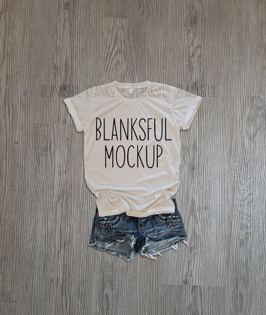 Blanksful Mockup White Adult Unisex Shirt - Shirt mockup - Mock up shirt - Flay Lay Mockup - Digital Download - Styled Mockup