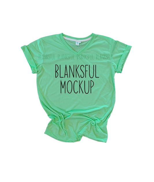 Blanksful Mockup Mint Adult Unisex V-Neck Shirt