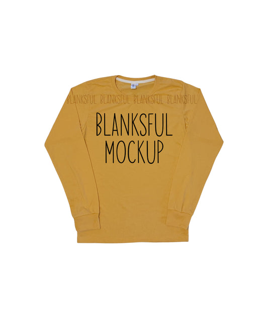 Blanksful Mockup Mustard Long Sleeve Shirt