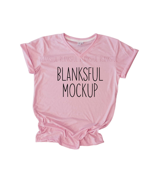 Blanksful Mockup Pink Adult Unisex V-Neck Shirt
