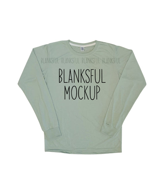 Blanksful Mockup Light Sage Long Sleeve Shirt