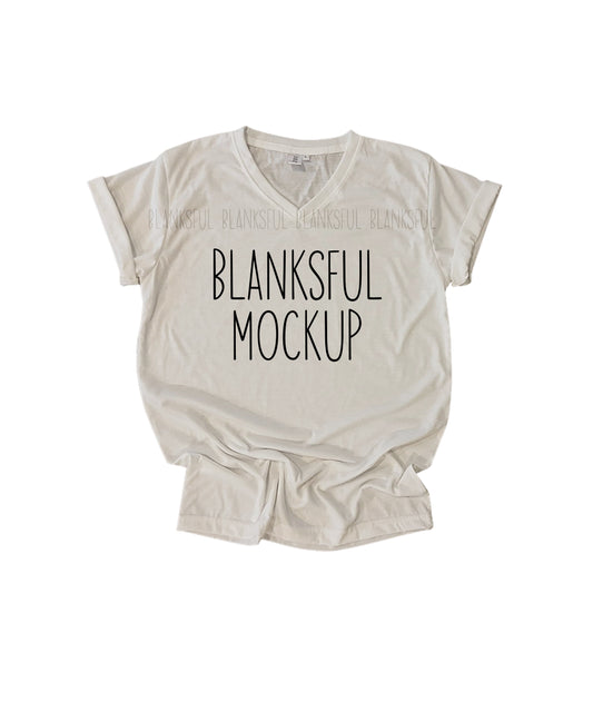 Blanksful Mockup White Adult Unisex V-Neck Shirt