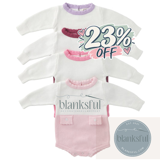 Long Sleeve Knit Romper - Girl Faux Pockets - 100% Cotton