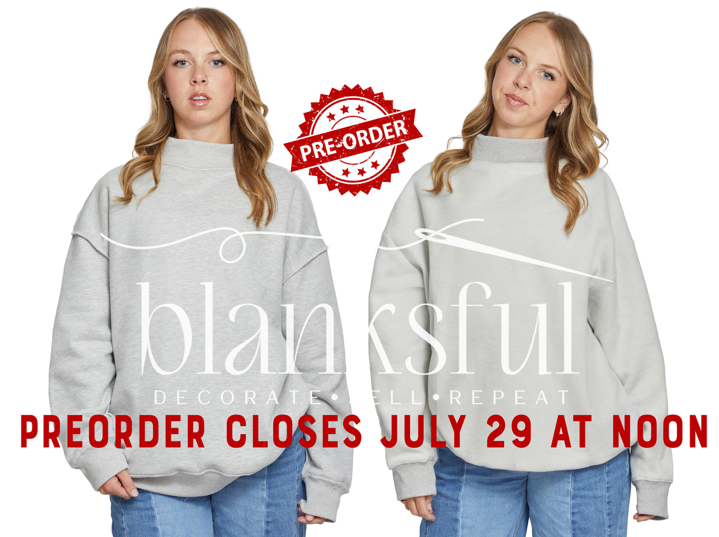 PREORDER - Ash Grey - Reversible Mock Neck Sweatshirt - (closes July 29th at Noon CTS) (should arrive Oct 6th)