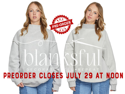 PREORDER - Ash Grey - Reversible Mock Neck Sweatshirt - (closes July 29th at Noon CTS) (should arrive Oct 6th)