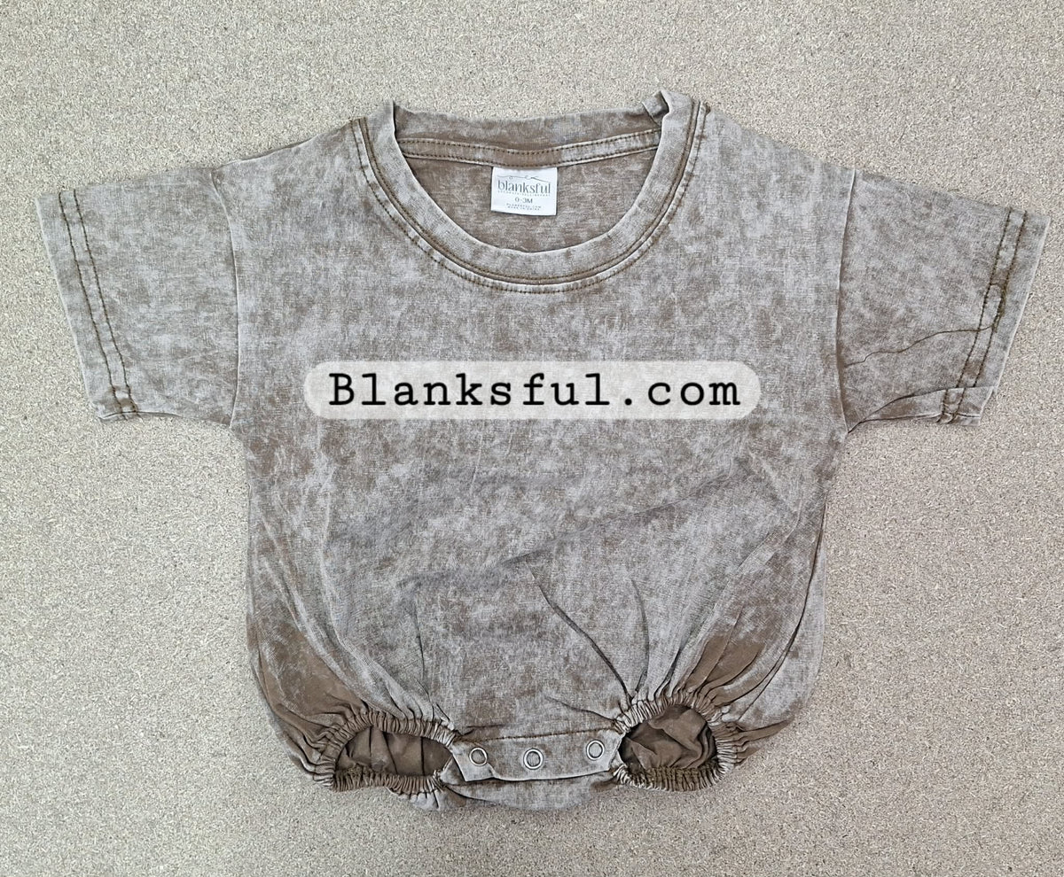 Acid Wash Baggy Bubble Romper – Short Sleeve Decoration Blank