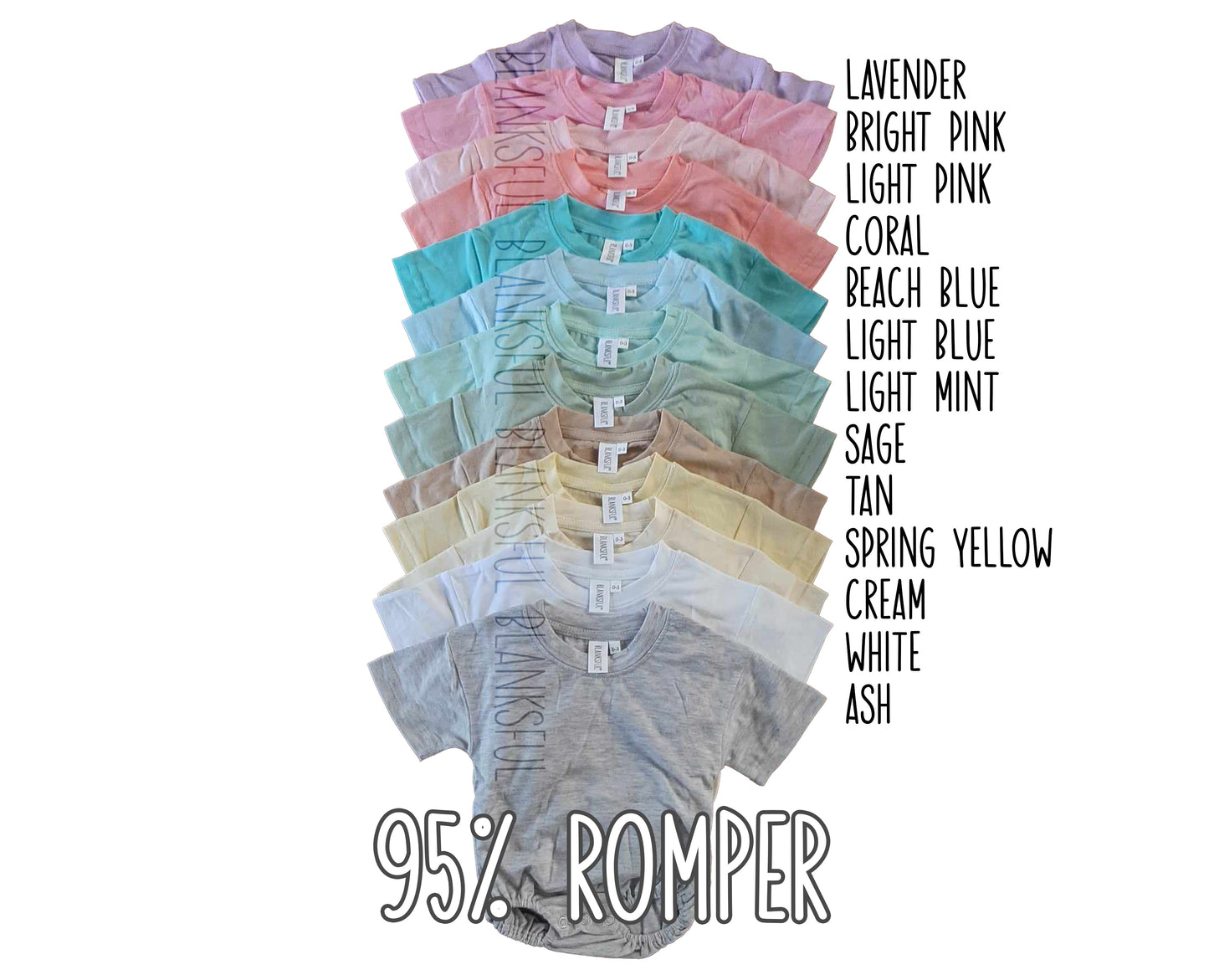 (13 COLORS) Baggy Romper - 95% Polyester Blank Sublimation Romper