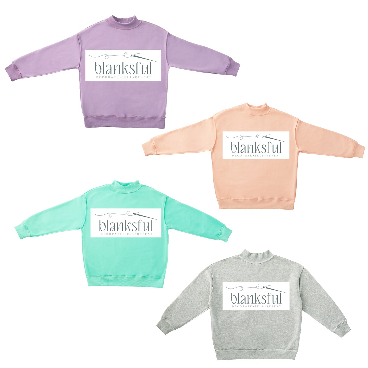 Reversible Mock Neck Sweatshirt - Adult - 60% Cotton