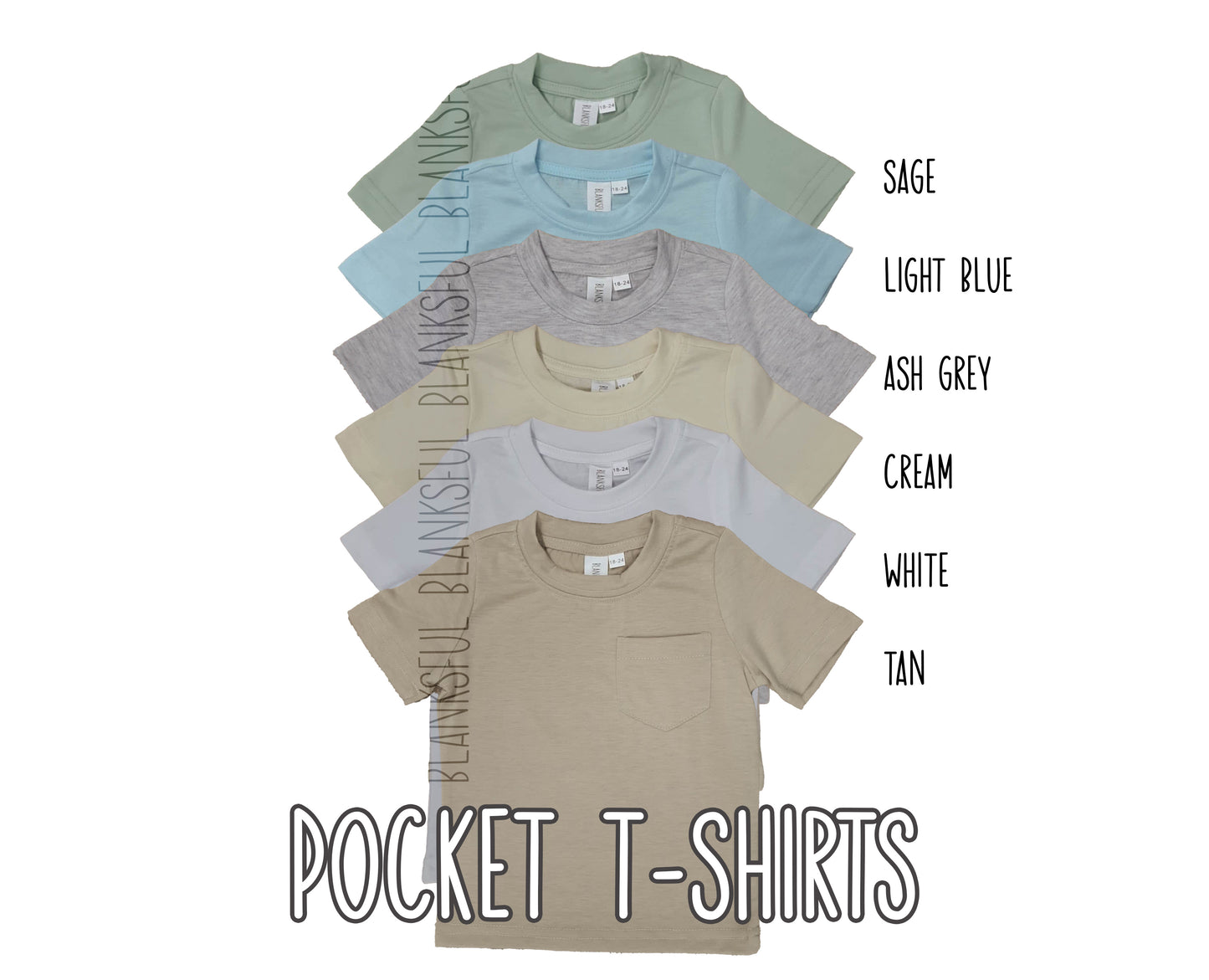(6 COLORS) Child Pocket T-Shirt - 95% Polyester Blank Sublimation Shirt