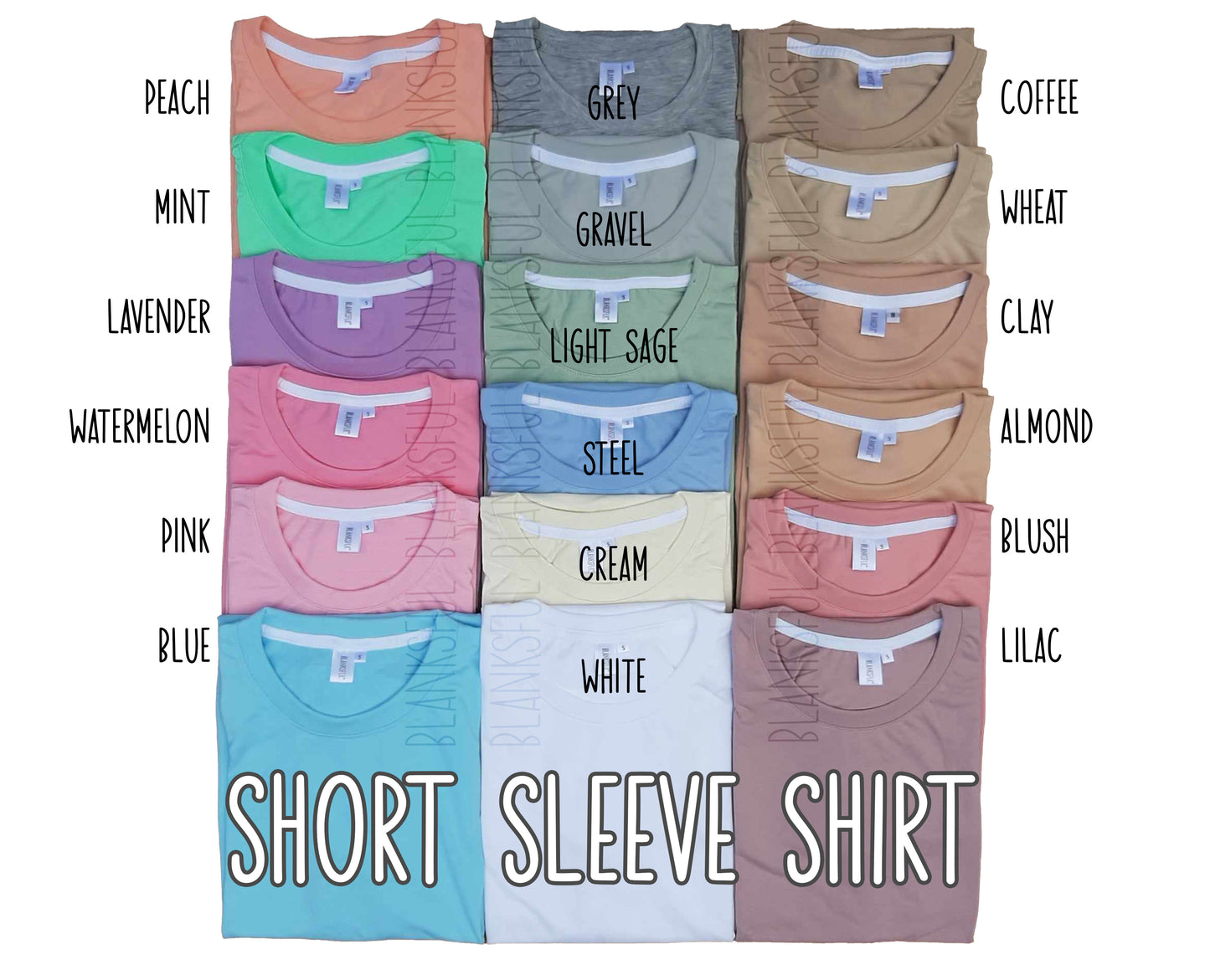 (18 COLORS) Adult Short Sleeve Shirt - 100% Polyester Blank Shirt