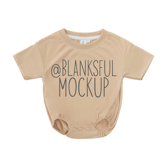 Bubble Romper 100% Polyester - Mockup - Almond