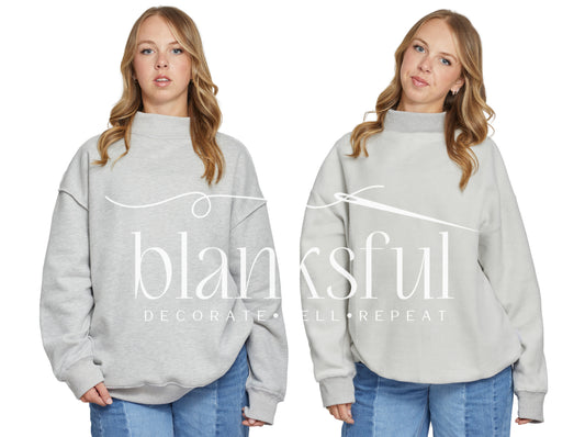 Reversible Mock Neck Sweatshirt - Adult - 60% Cotton - Oversized Fit