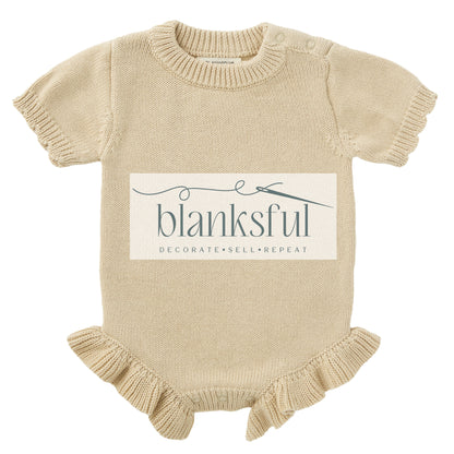 Short Sleeve Ruffle Knit Romper - 100% Cotton