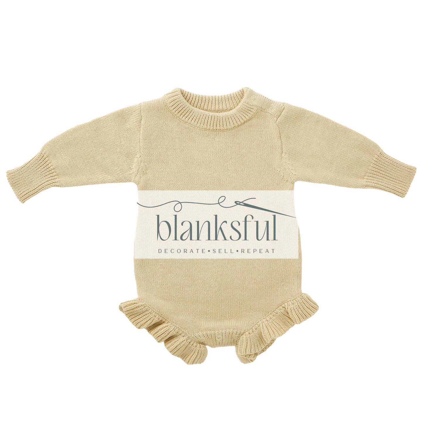 Long Sleeve Ruffle Knit Romper - 100% Cotton