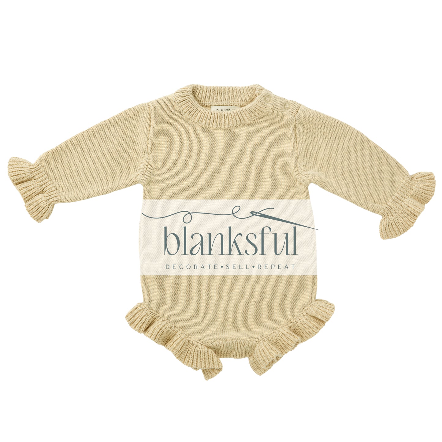 Long Sleeve Ruffle Knit Romper (ruffle legs and cuffs) - 100% Cotton