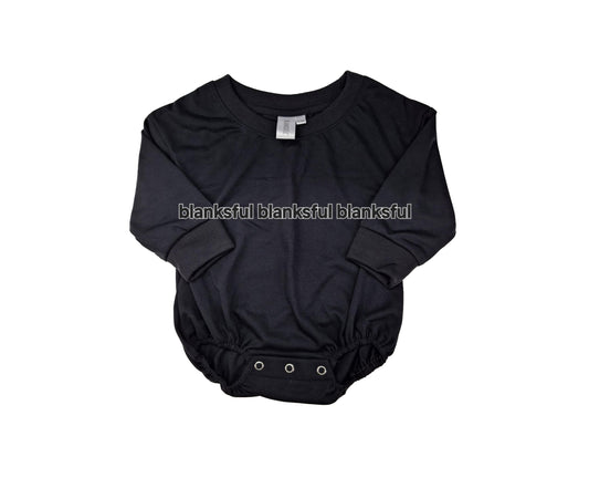 BLACK 100% Polyester Blank Baggy Bubble Romper Long Sleeve (NOT FOR SUBLIMATION)