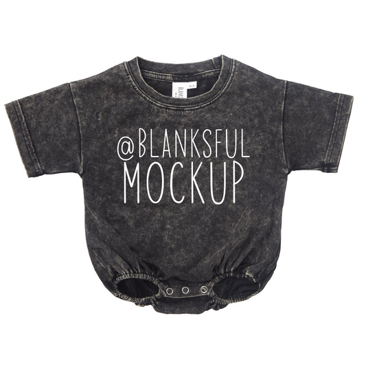 Acid Wash Black Bubble Romper Digit Mockup