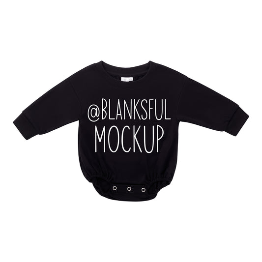 Black Long Sleeve Bubble Romper Mockup